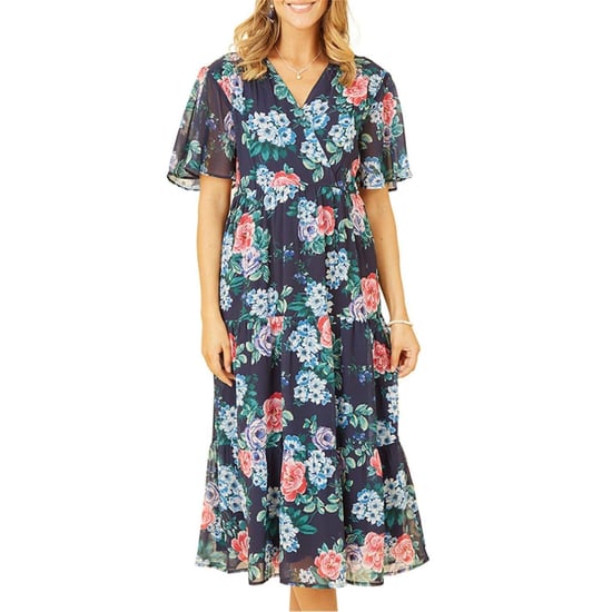 Yumi - Midikleid für Damen, V-Ausschnitt (Marine) - Image 4