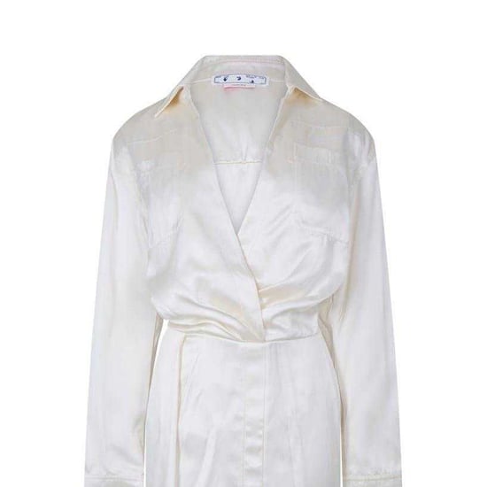 Off White - "Chine" Wickelkleid für Damen, V-Ausschnitt, Satin (Weiß) - Image 3