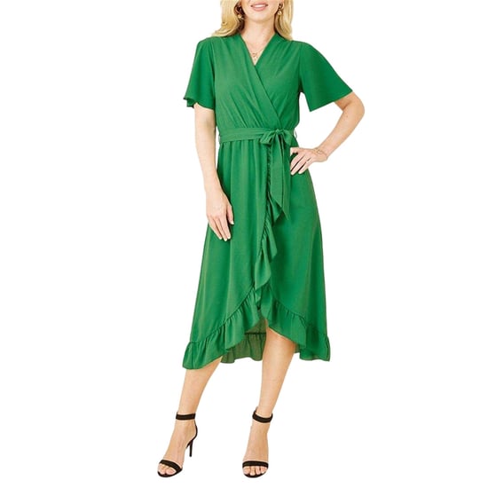 Mela London - Wickelkleid für Damen, Flatter-Ärmel (Leuchtend Grün) - Image 4
