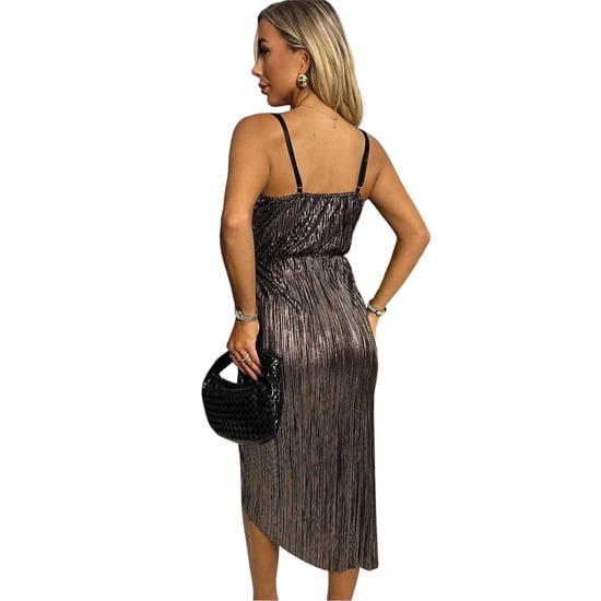 AX Paris - Midikleid für Damen, Wasserfallausschnitt, Plissee (Bronze) - Image 2
