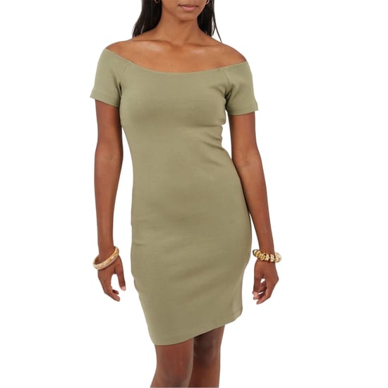 Brave Soul - Bodycon Kleid für Damen, Schulterfrei, kurzärmlig (Khaki) - Image 2