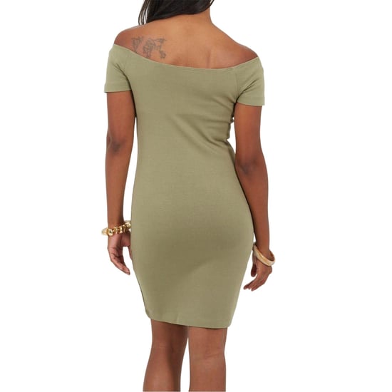 Brave Soul - Bodycon Kleid für Damen, Schulterfrei, kurzärmlig (Khaki) - Image 3