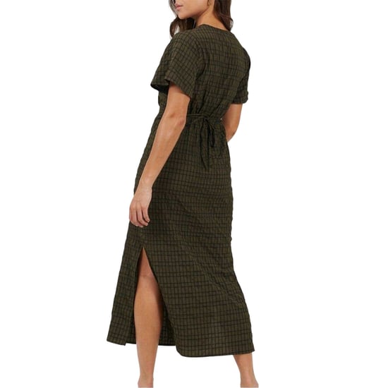 Brave Soul - Midikleid für Damen, Hinten geknotet, kurzärmlig (Khaki/Schwarz) - Image 2