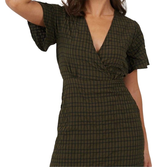 Brave Soul - Midikleid für Damen, Hinten geknotet, kurzärmlig (Khaki/Schwarz) - Image 3