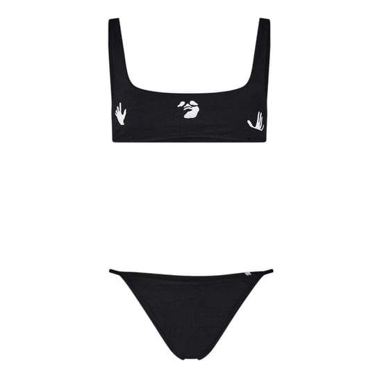 Off White - Bikini-Set für Damen, Eckiger Ausschnitt (Schwarz/Weiß) - Image 2