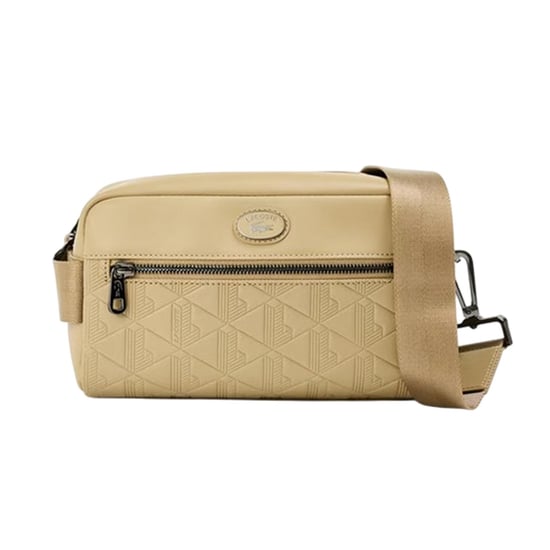 Lacoste - Umhängetasche, Geometrisches Muster, Leder (Beige) - Image 1