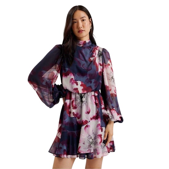 Ted Baker - "Aracely" Minikleid für Damen, Chiffon, Weite Ärmel (Marine/Bunt) - Image 3
