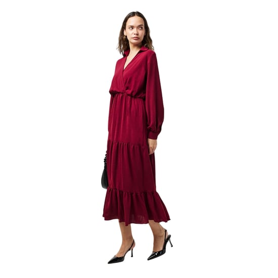AX Paris - Wickelkleid für Damen, Gestuft, Langärmlig (Weinrot) - Image 4