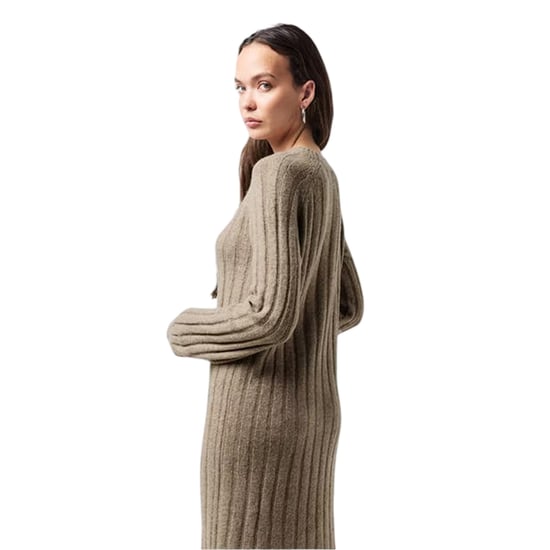 Pieces - Midikleid für Damen, Rundhalsausschnitt, Jerseyware, Langärmlig (Taubengrau) - Image 3
