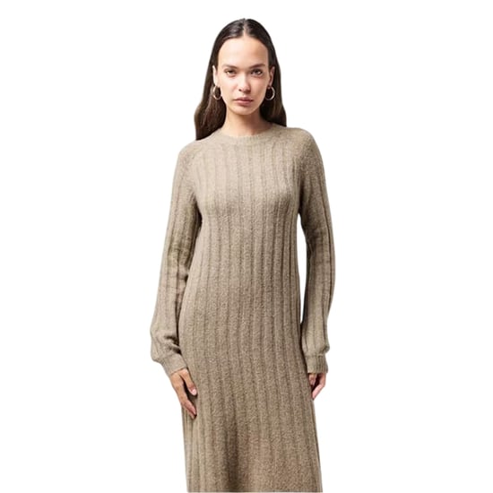Pieces - Midikleid für Damen, Rundhalsausschnitt, Jerseyware, Langärmlig (Taubengrau) - Image 4
