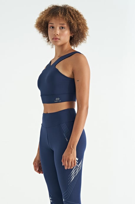 Damen Cropped Ärmelloses V-Ausschnitt Sportoberteil - Image 2