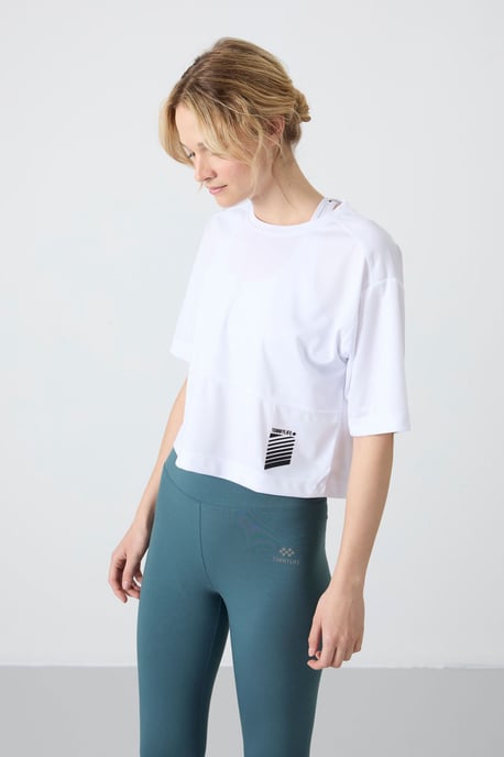 Übergrößen Crop Crew Neck T-Shirt mit Tasche - Image 3