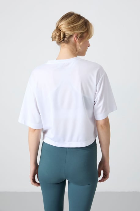 Übergrößen Crop Crew Neck T-Shirt mit Tasche - Image 6