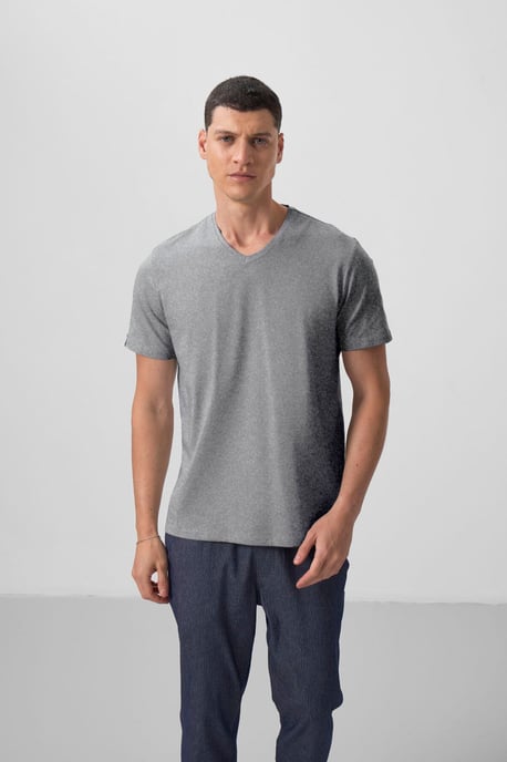 Herren V-Ausschnitt Kurzarm T-Shirt - Image 2