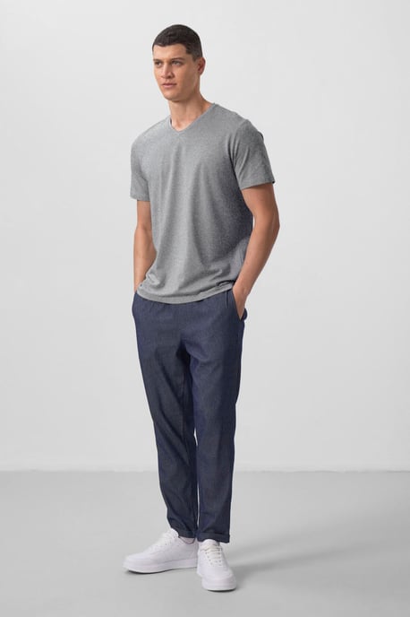 Herren V-Ausschnitt Kurzarm T-Shirt - Image 3