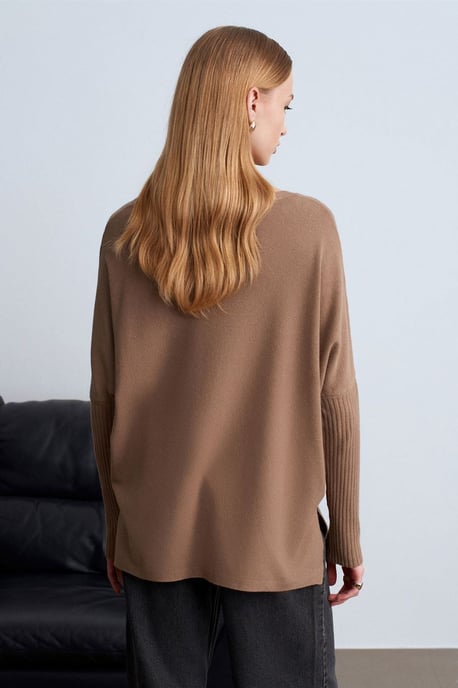 Damen V-Ausschnitt Rippstrickpullover - Image 2