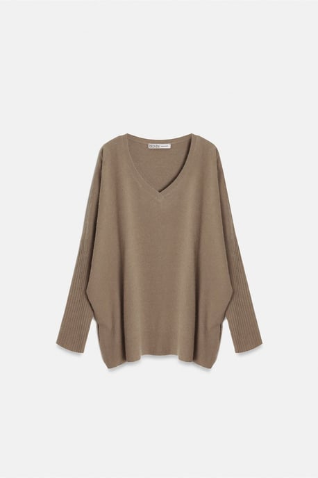 Damen V-Ausschnitt Rippstrickpullover - Image 5