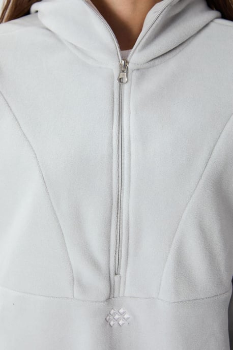 Übergroßer Plüsch-Half-Zip Kapuzenpullover - Image 2