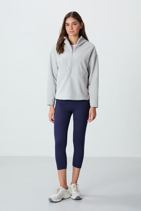 Übergroßer Plüsch-Half-Zip Kapuzenpullover - Image 3