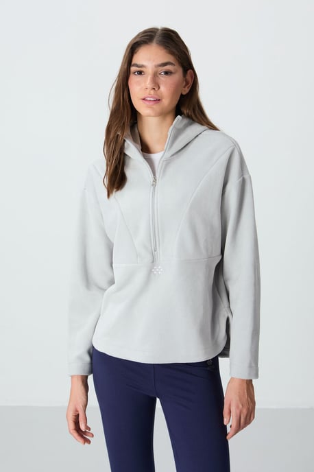 Übergroßer Plüsch-Half-Zip Kapuzenpullover - Image 4