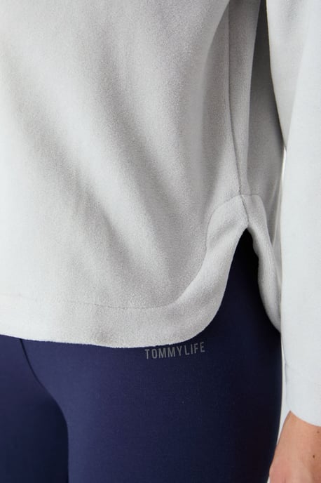 Übergroßer Plüsch-Half-Zip Kapuzenpullover - Image 5