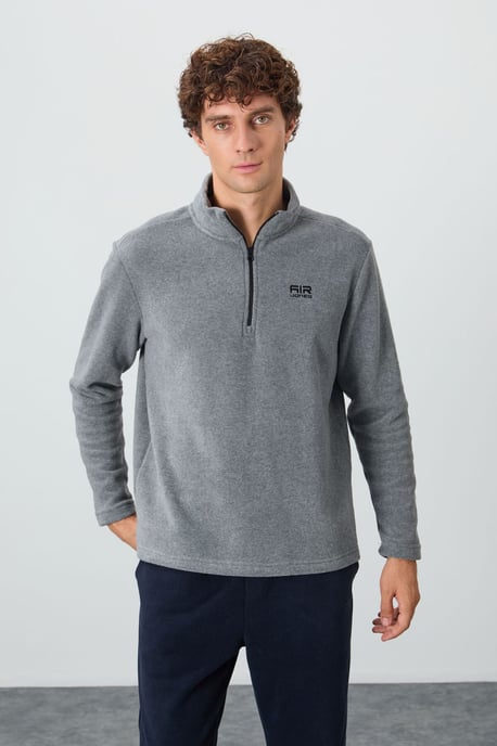 Herren Plüsch Halbzip Sweatshirt - Image 1
