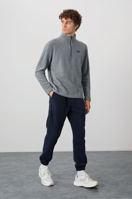 Herren Plüsch Halbzip Sweatshirt - Image 2