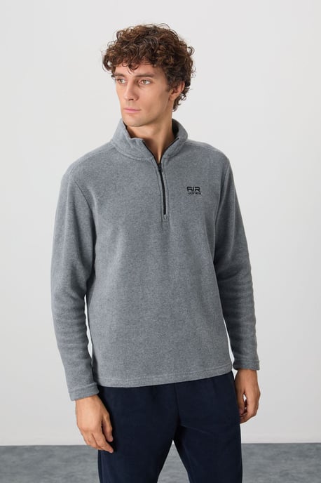 Herren Plüsch Halbzip Sweatshirt - Image 4