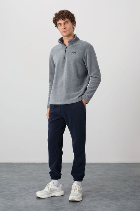 Herren Plüsch Halbzip Sweatshirt - Image 5
