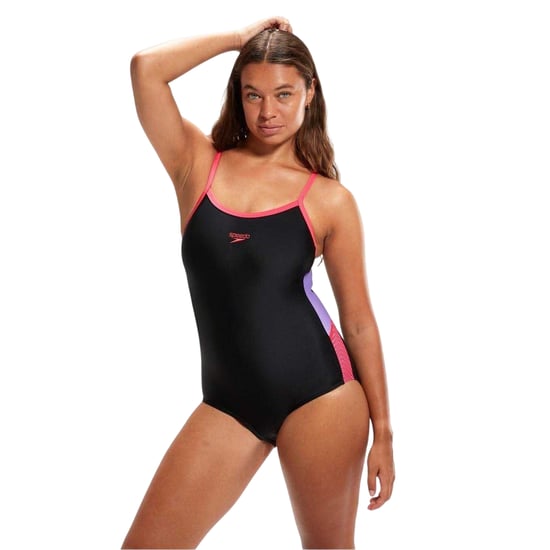 Speedo - "Dive" Badeanzug für Damen, Halboffener Rücken (Schwarz/Flieder) - Image 1