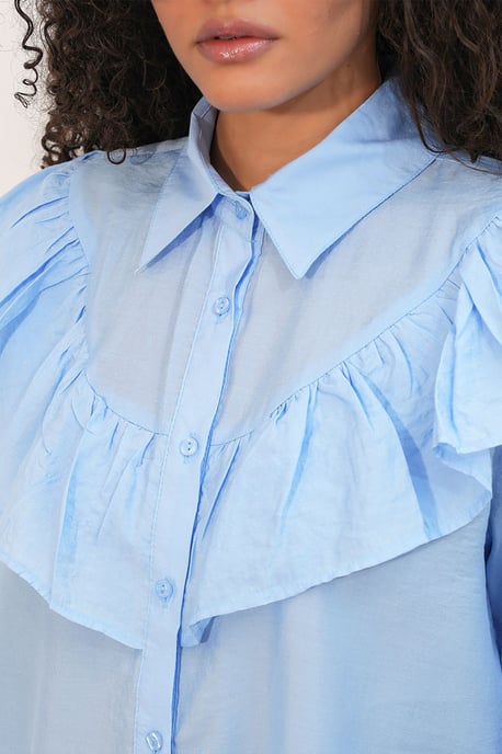 Langes entspanntes Shirt mit Rüschendetail - Image 5