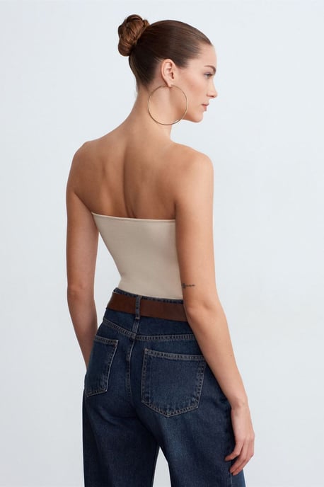 Schlanke Passform Strapless Bandeau-Bluse - Image 2
