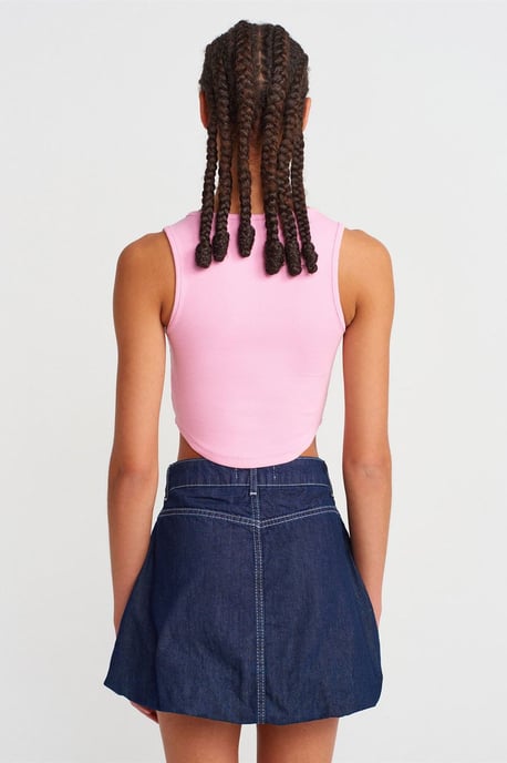 Damen Ripp-Crop-Bluse mit Knöpfen - Image 2