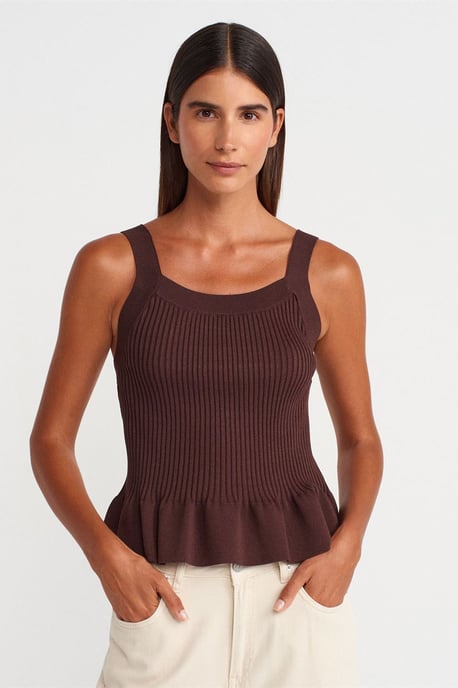 Taillierte Rippstrick-Ärmellose Bluse mit quadratischem Ausschnitt - Image 1