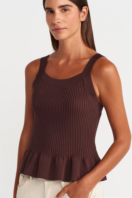 Taillierte Rippstrick-Ärmellose Bluse mit quadratischem Ausschnitt - Image 3