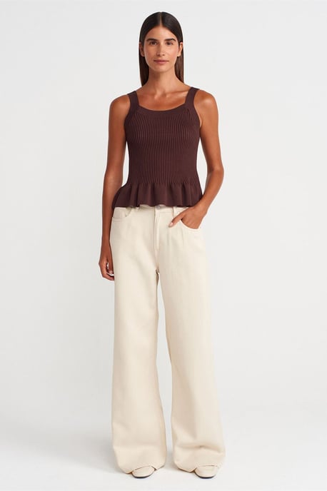 Taillierte Rippstrick-Ärmellose Bluse mit quadratischem Ausschnitt - Image 4