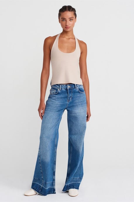 Damen Slim Fit Halterneck Cut-Out Top - Image 4