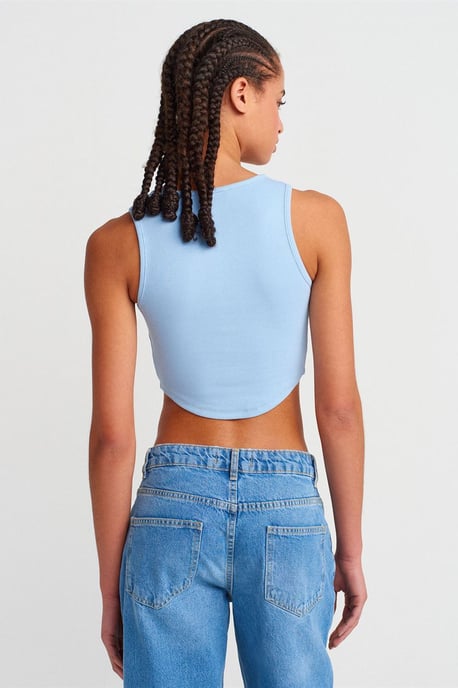 Damen Ripp-Crop-Bluse mit Knöpfen - Image 2