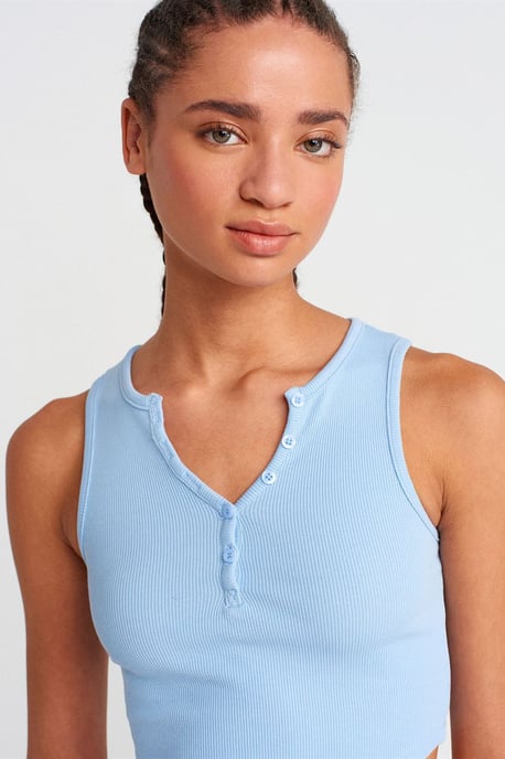 Damen Ripp-Crop-Bluse mit Knöpfen - Image 3