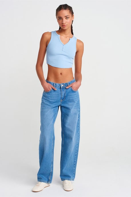 Damen Ripp-Crop-Bluse mit Knöpfen - Image 4