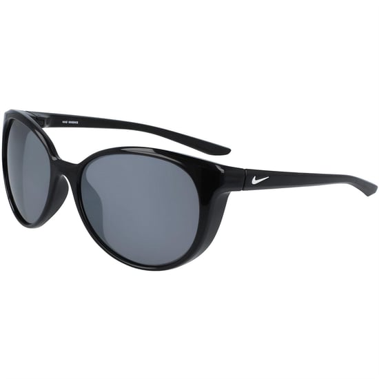 Nike - "Essence" Oval-Sonnenbrille, Logo (Schwarz/Weiß/Silber) - Image 3