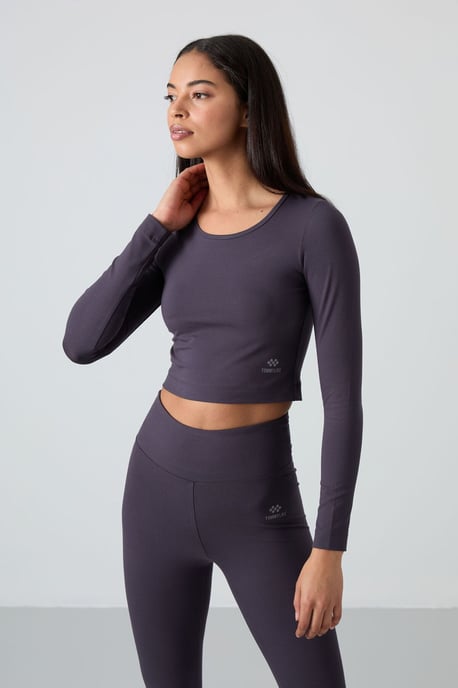Baumwolle-Elastan Crop T-Shirt und Leggings Set - Image 3