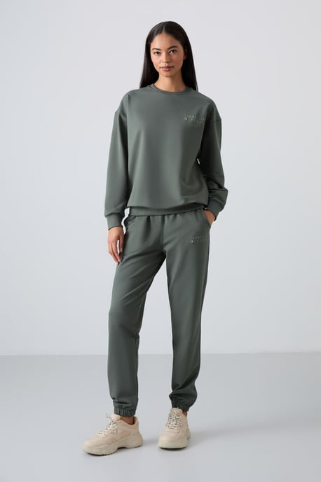 Oversized Sweatshirt und Hose Set mit Rundhalsausschnitt - Image 2