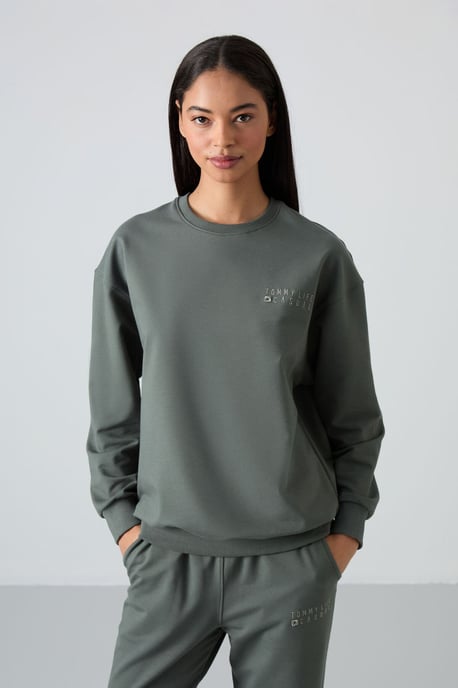 Oversized Sweatshirt und Hose Set mit Rundhalsausschnitt - Image 3
