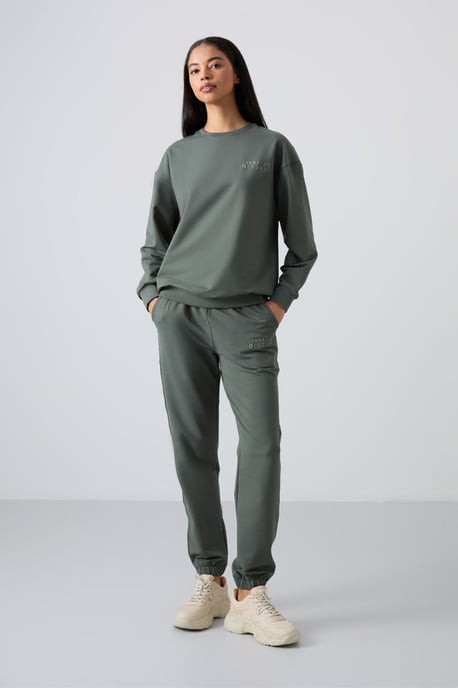 Oversized Sweatshirt und Hose Set mit Rundhalsausschnitt - Image 6