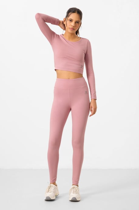 Baumwolle-Elastan Crop T-Shirt und Leggings Set - Image 2