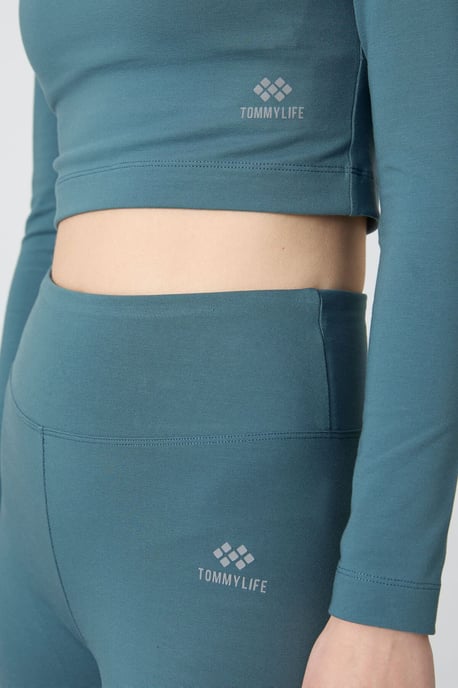 Baumwolle-Elastan Crop T-Shirt und Leggings Set - Image 3