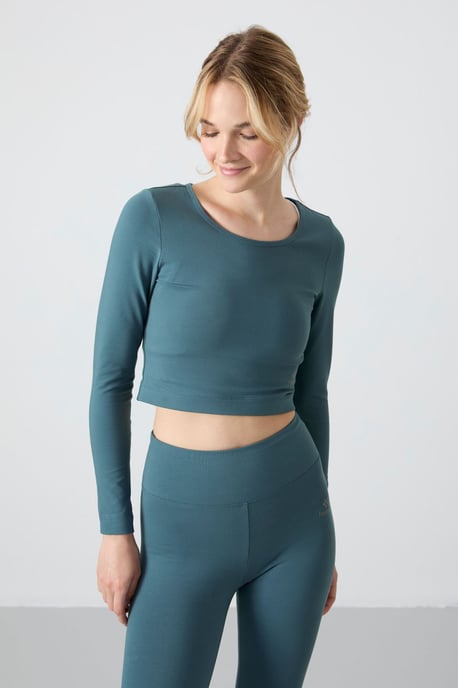 Baumwolle-Elastan Crop T-Shirt und Leggings Set - Image 4