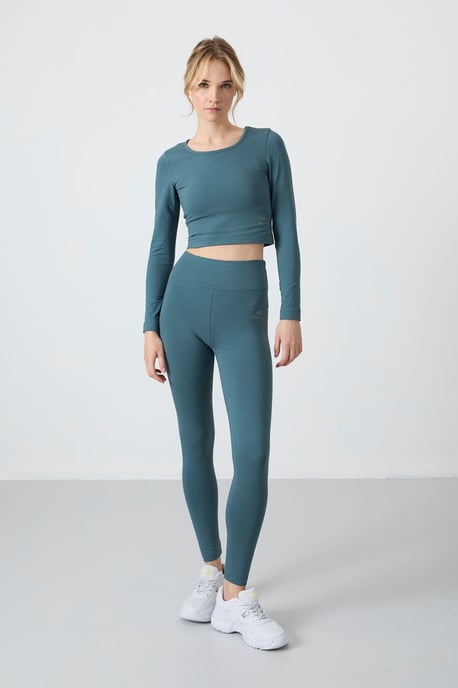 Baumwolle-Elastan Crop T-Shirt und Leggings Set - Image 5
