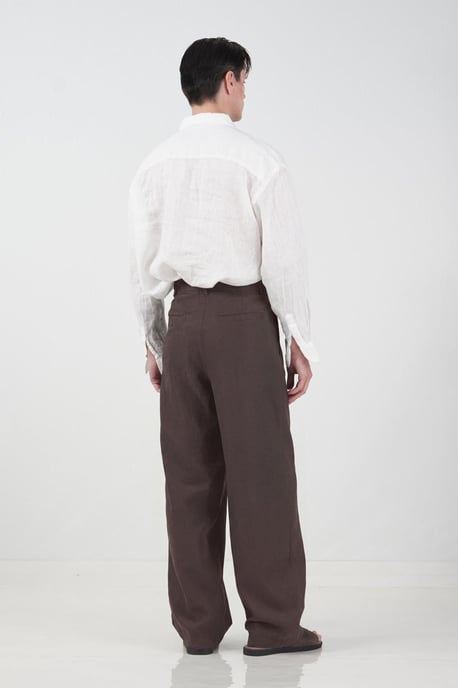 Herren Hochtaillierte Faltenhose mit weitem Bein - Image 2